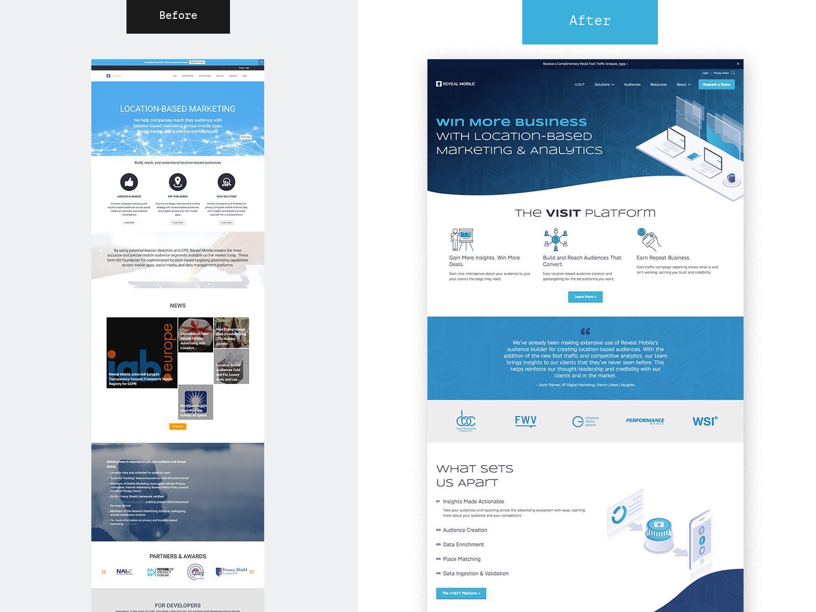 Reveal Mobile - Website Before and After