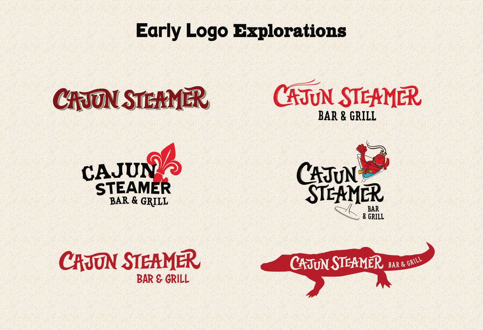 Cajun Steamer Bar & Grill - Early Logo Concepts