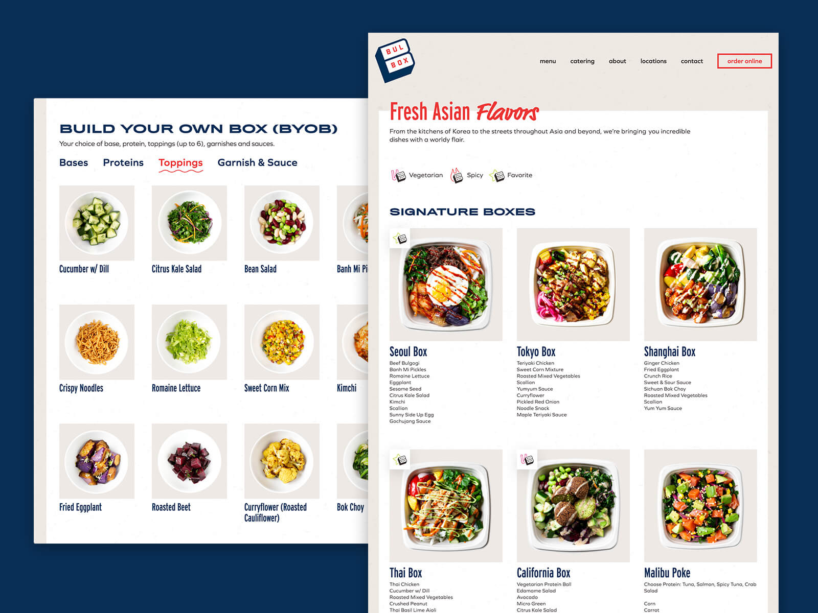 Bul Box - Website Design - Menu Page
