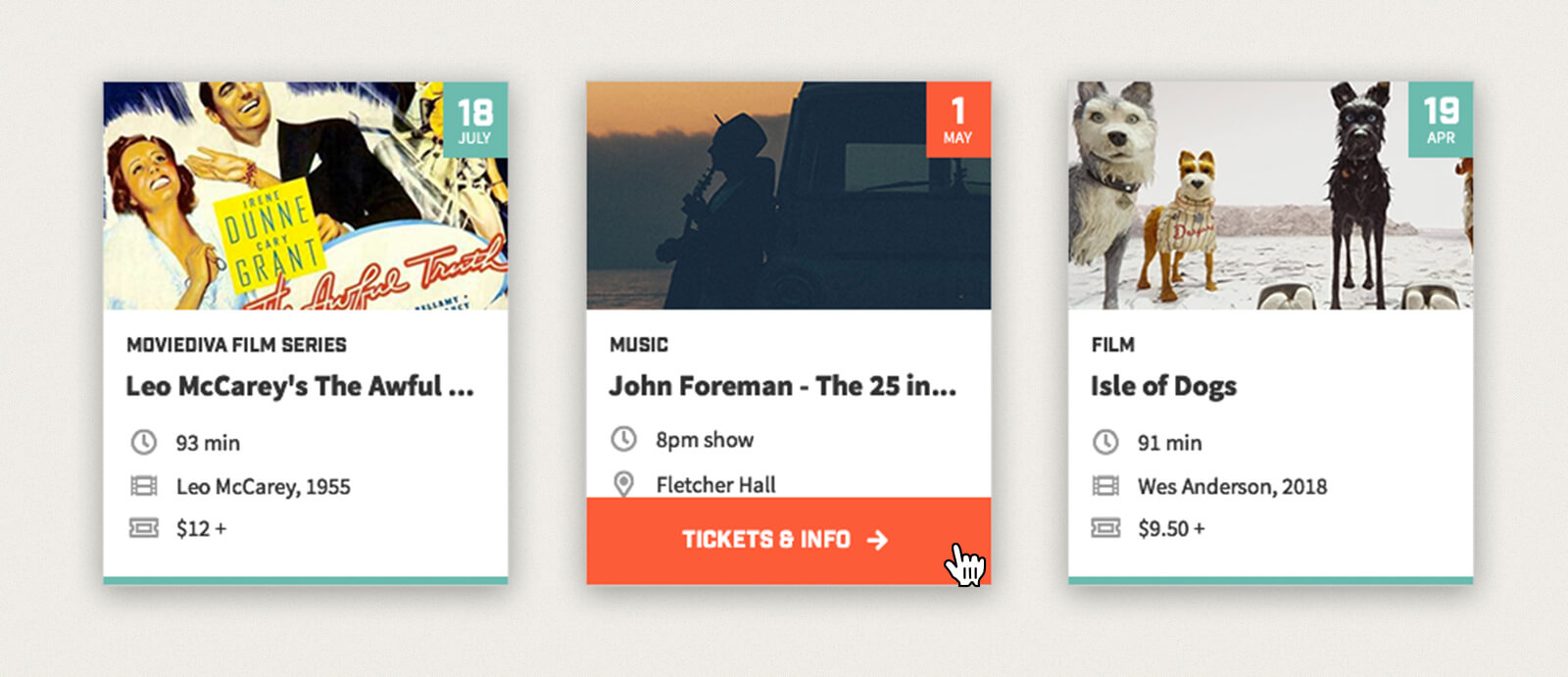 The Carolina Theatre - Website's Event Block