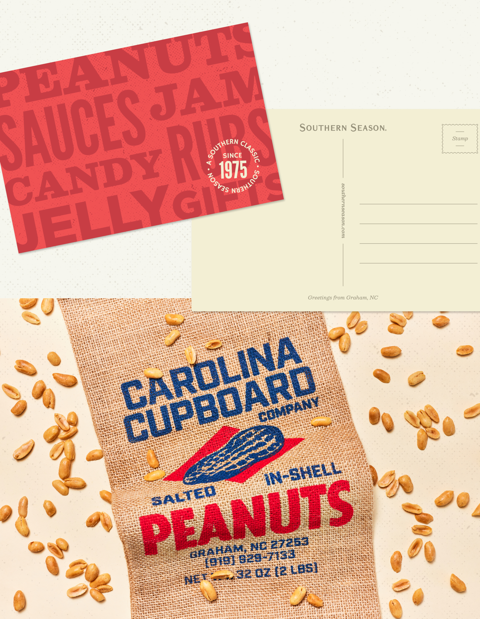 Southern Season Postcard and Carolina Cupboard Peanut Sack