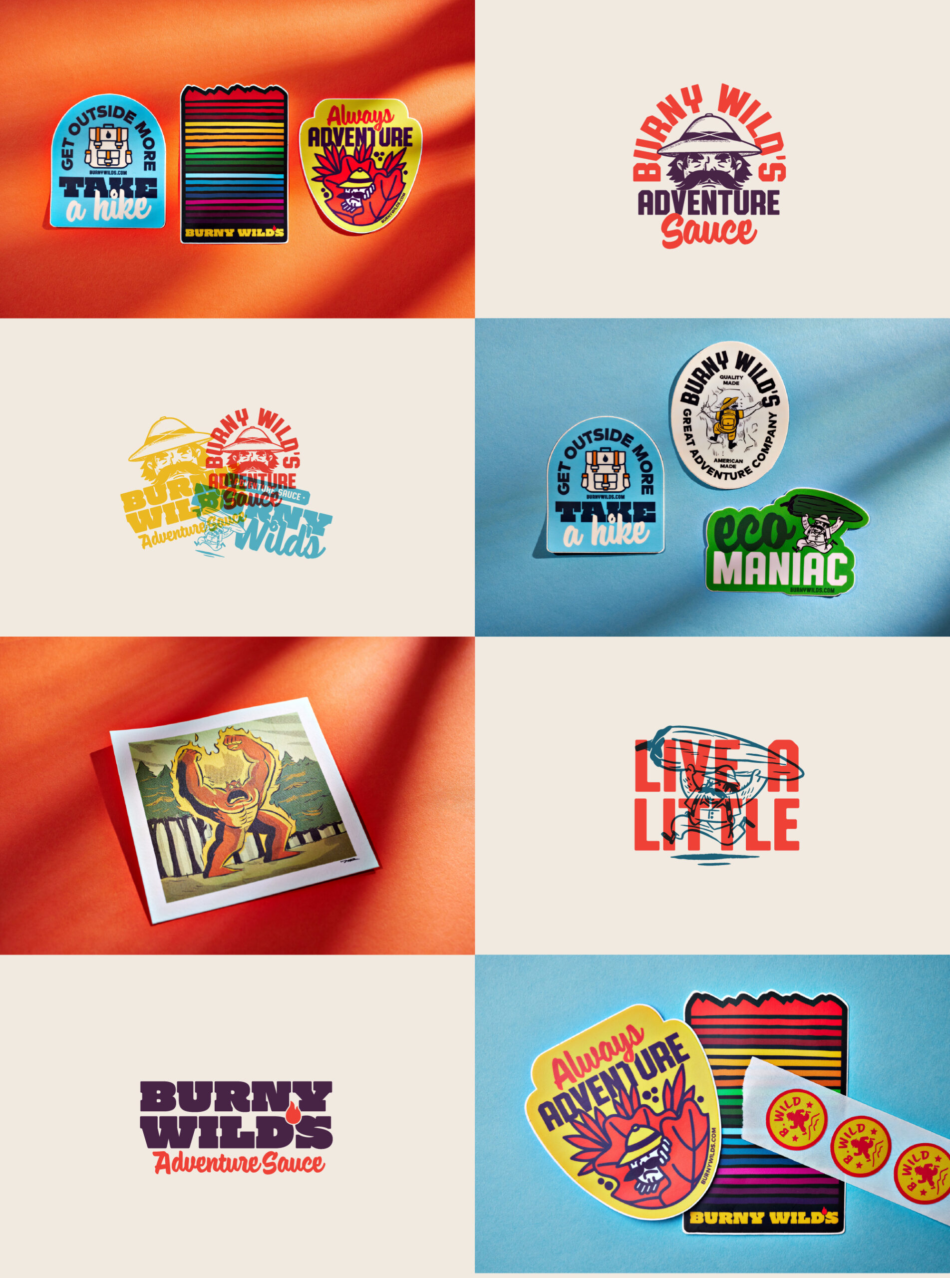Burny Wild’s stickers and other brand graphics