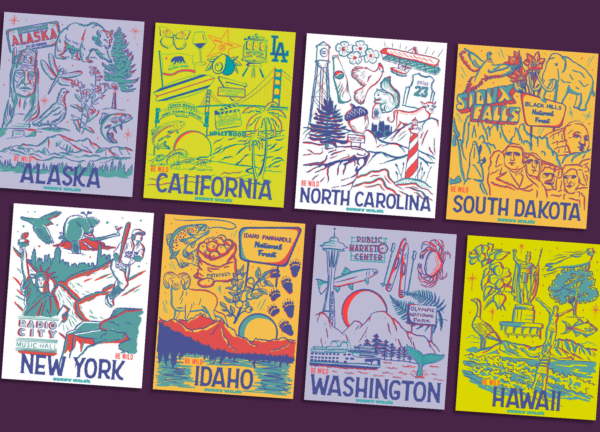 Burny Wild’s 50 State Posters