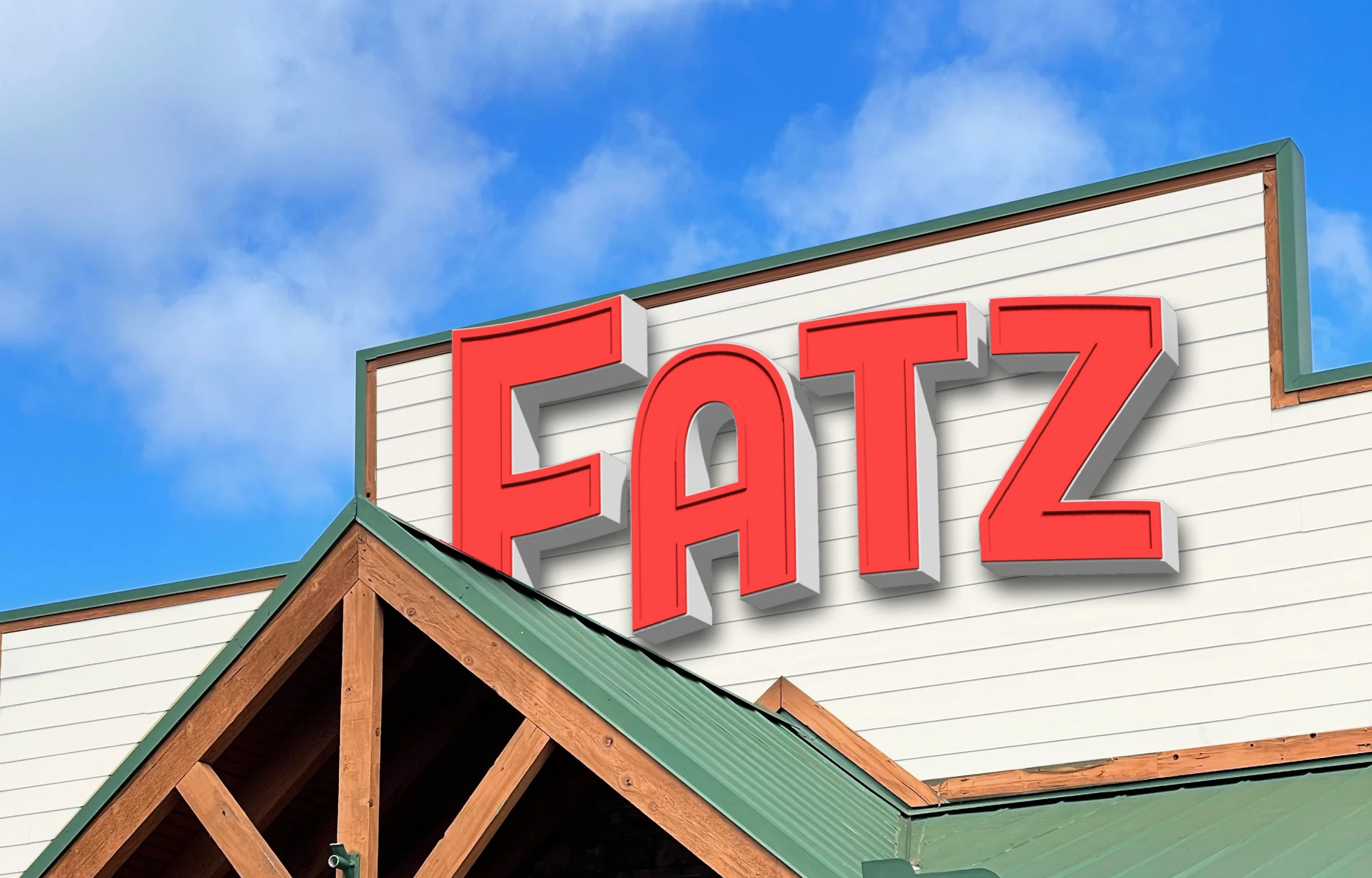 3D mockup of new box signage for the exterior of Fatz