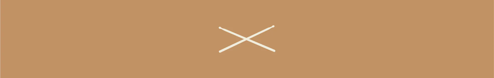 Ludwig Drums crossed drumstick graphic in white over a gold background