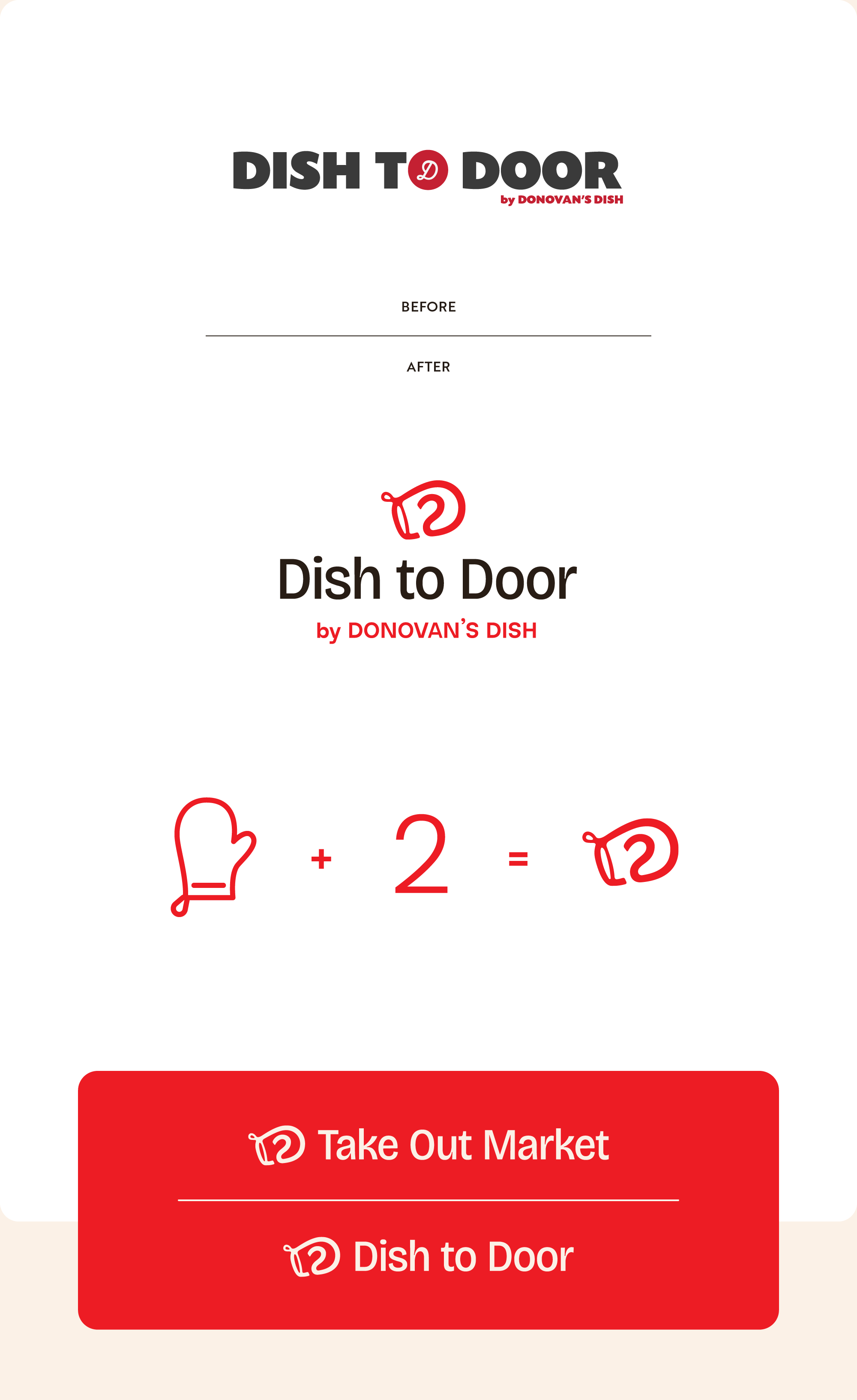 Before and after Dish to Door logos, logomark meaning breakdown and secondary logos