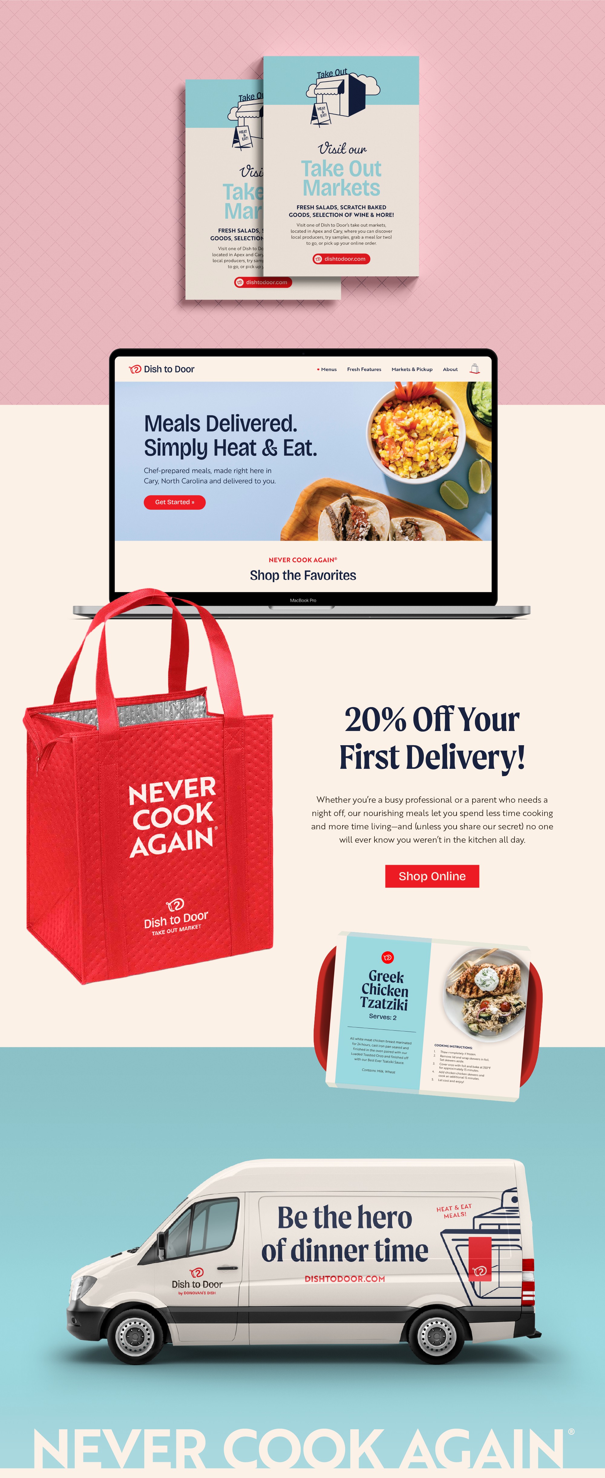 Postcards, web design, cooler bags, food packaging and van wrap
