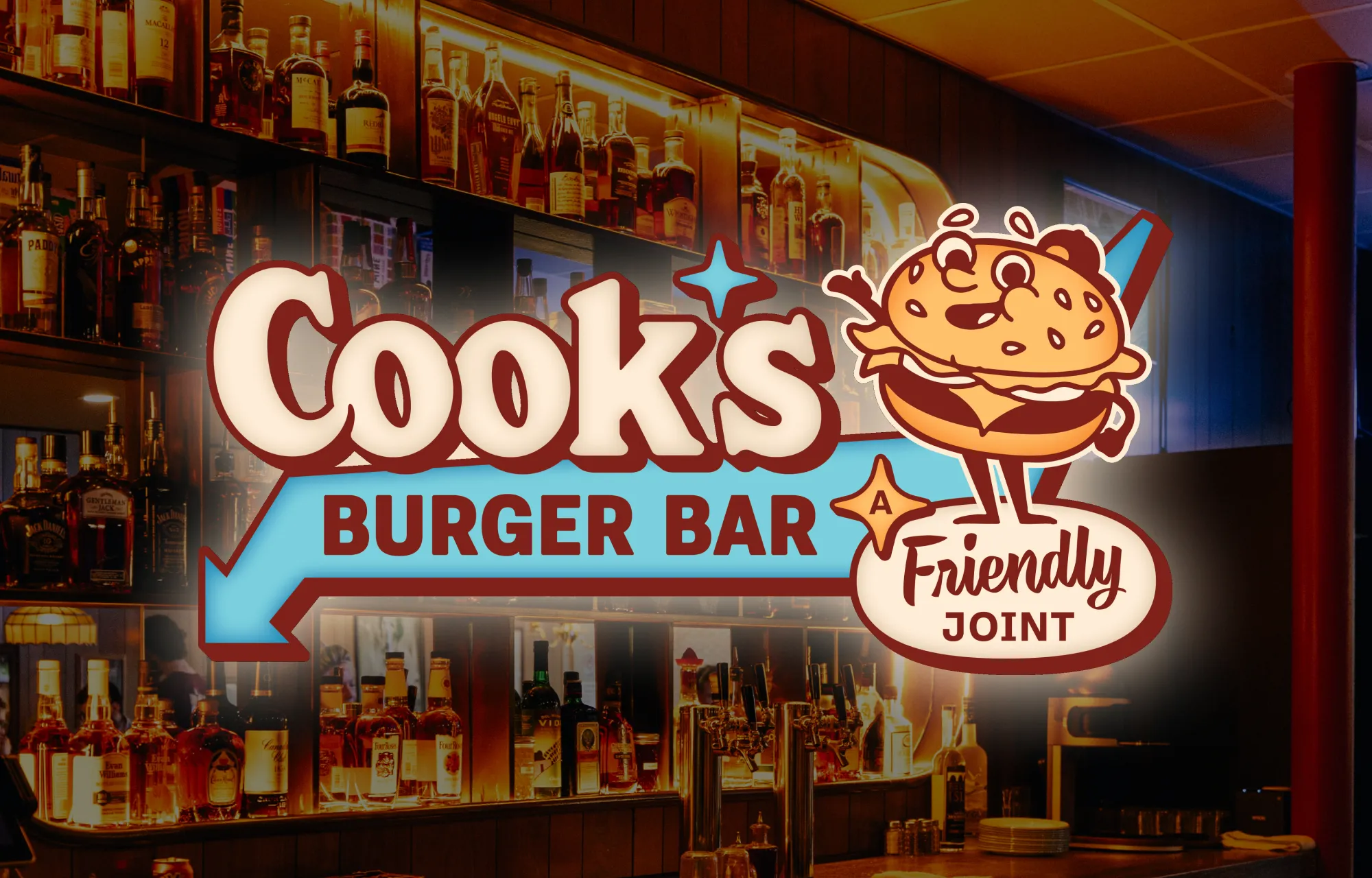 Backlit sign design for Cooks Burger Bar