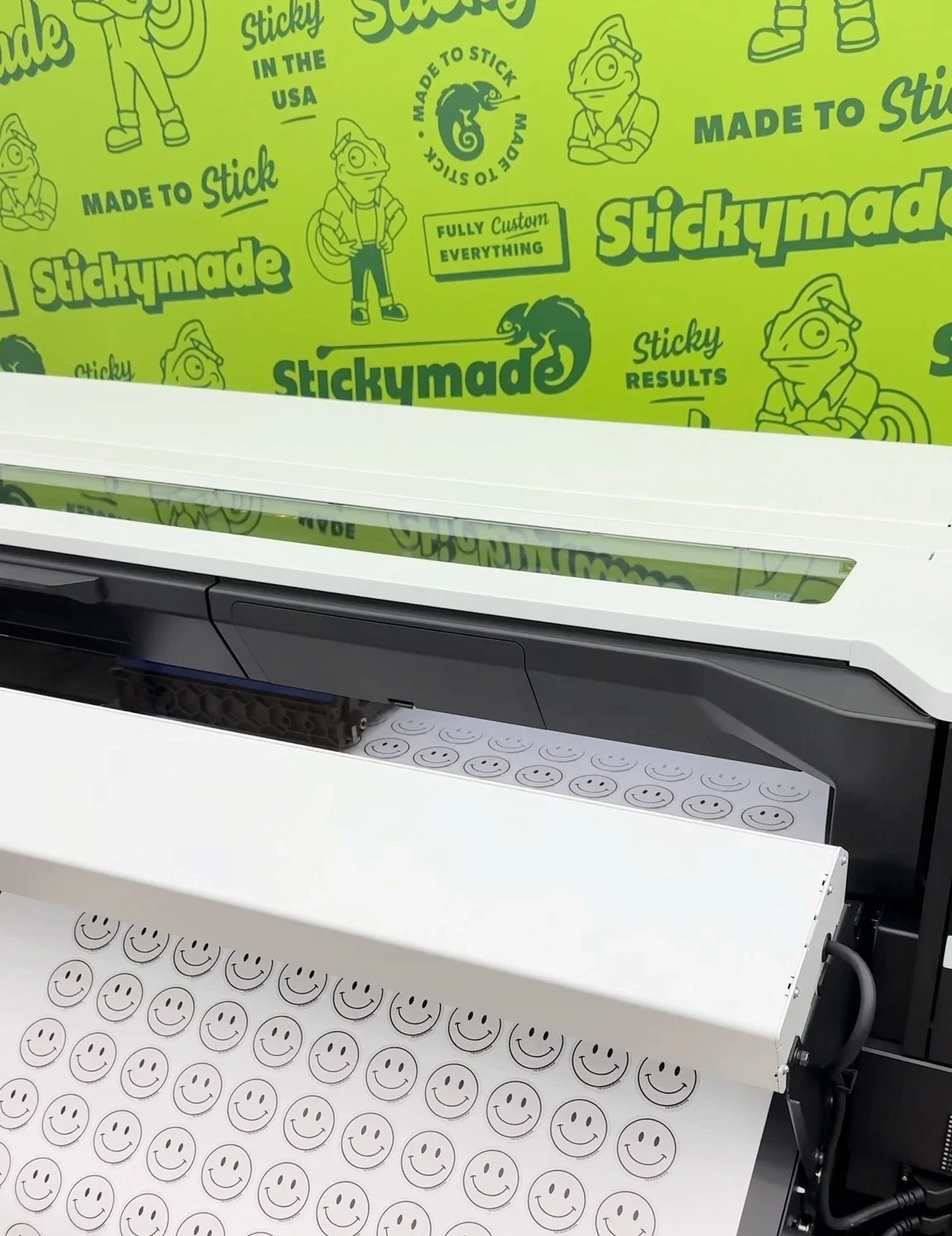 Stickymade's commercial sticker printer in their print shop