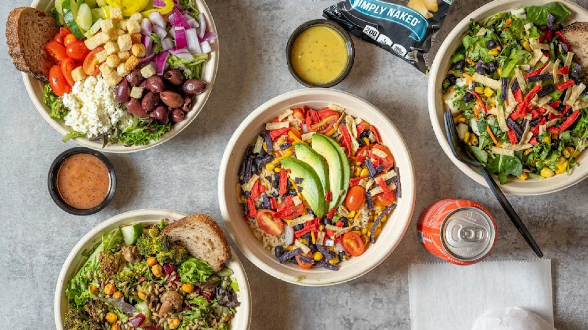 A spread of fresh salads by DICED