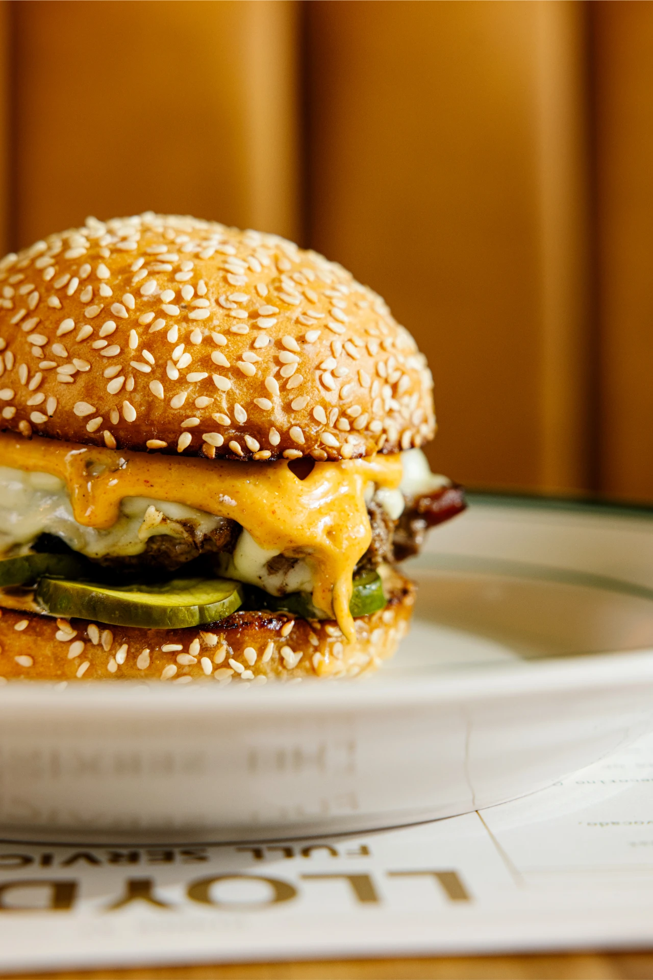 Burger at Lloyds Full Service restaurant in Cary NC