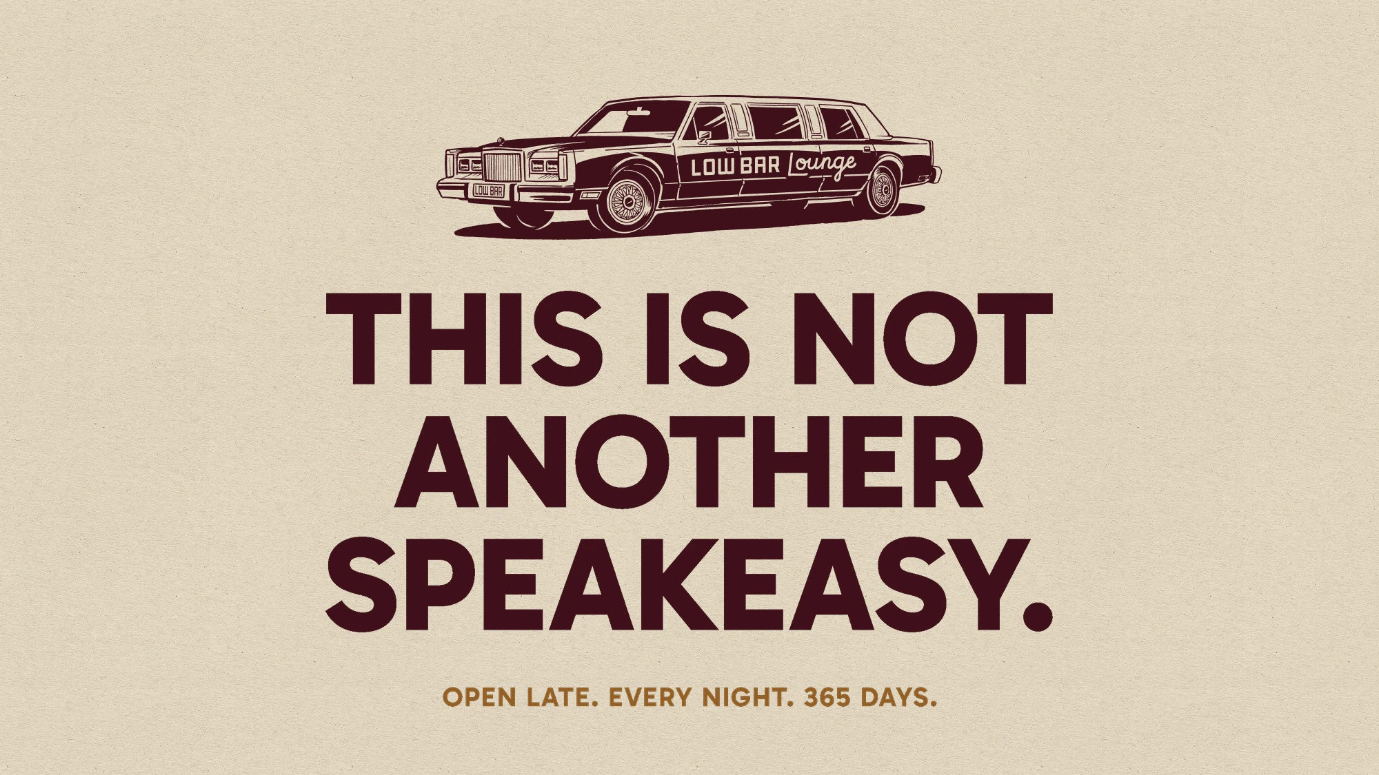 Low Bar lounge limo illustration and tagline