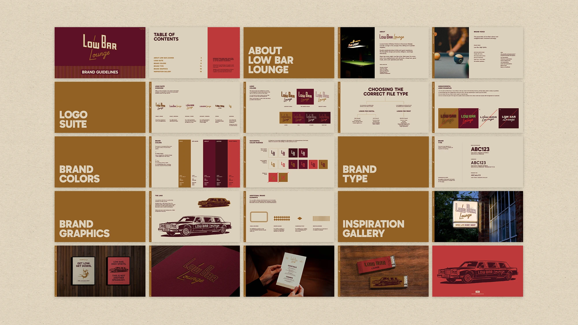 Low Bar lounge in Raleigh brand style guide quick look