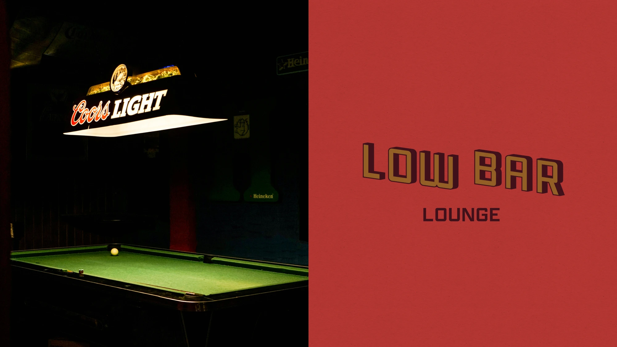 Low Bar lounge pool table and secondary wordmark
