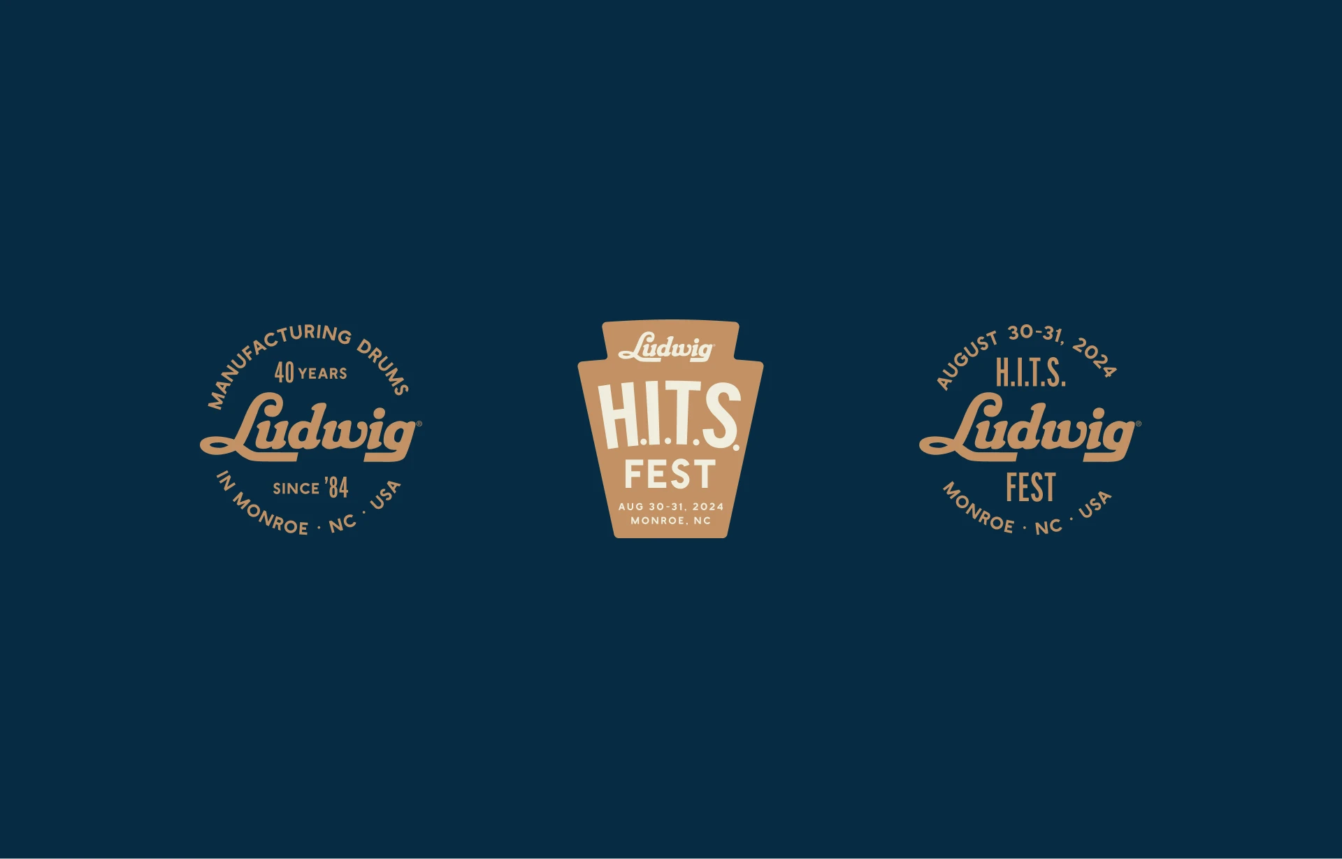 Ludwig HITS Drum festival badges branding