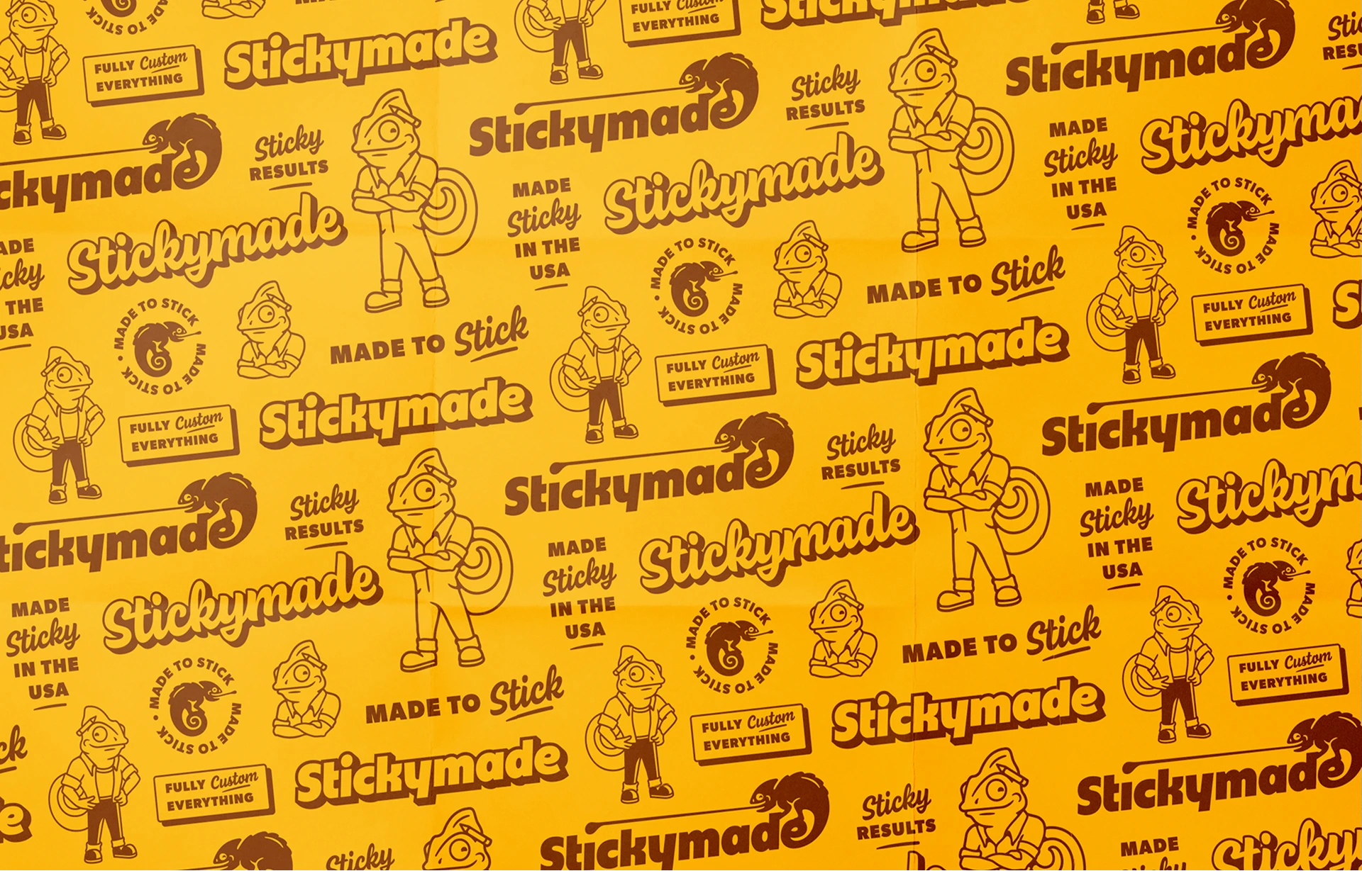 Stickymade brand identity, mascot illustration, messaging and more