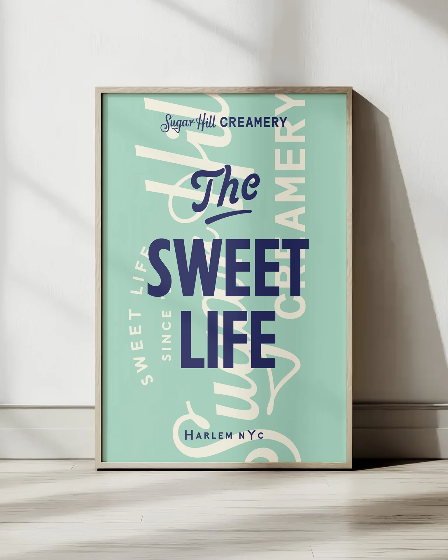 Frame poster for Sugar Hill Creamery featuring the tagline 'The Sweet Life'