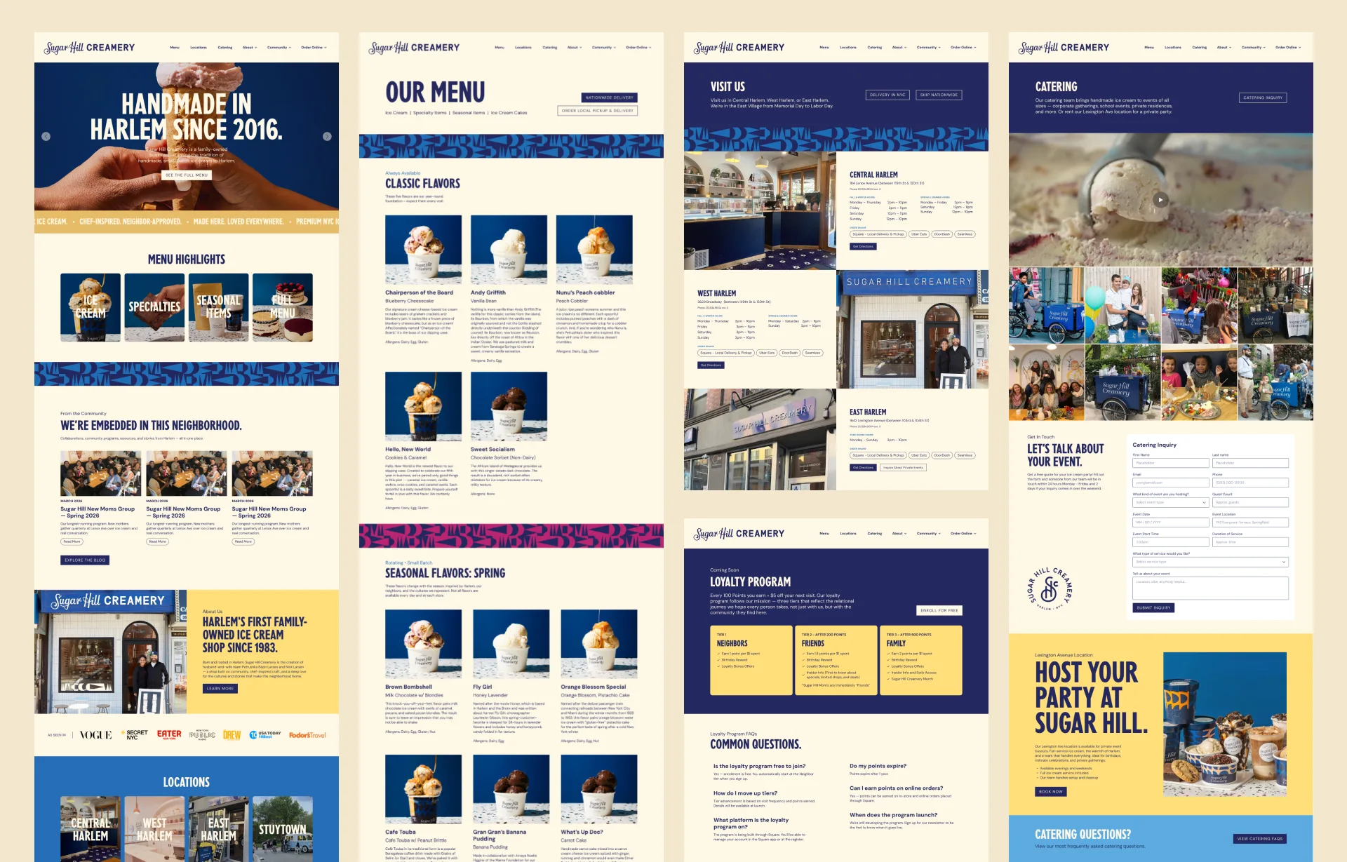 Website design for Sugar Hill Creamery