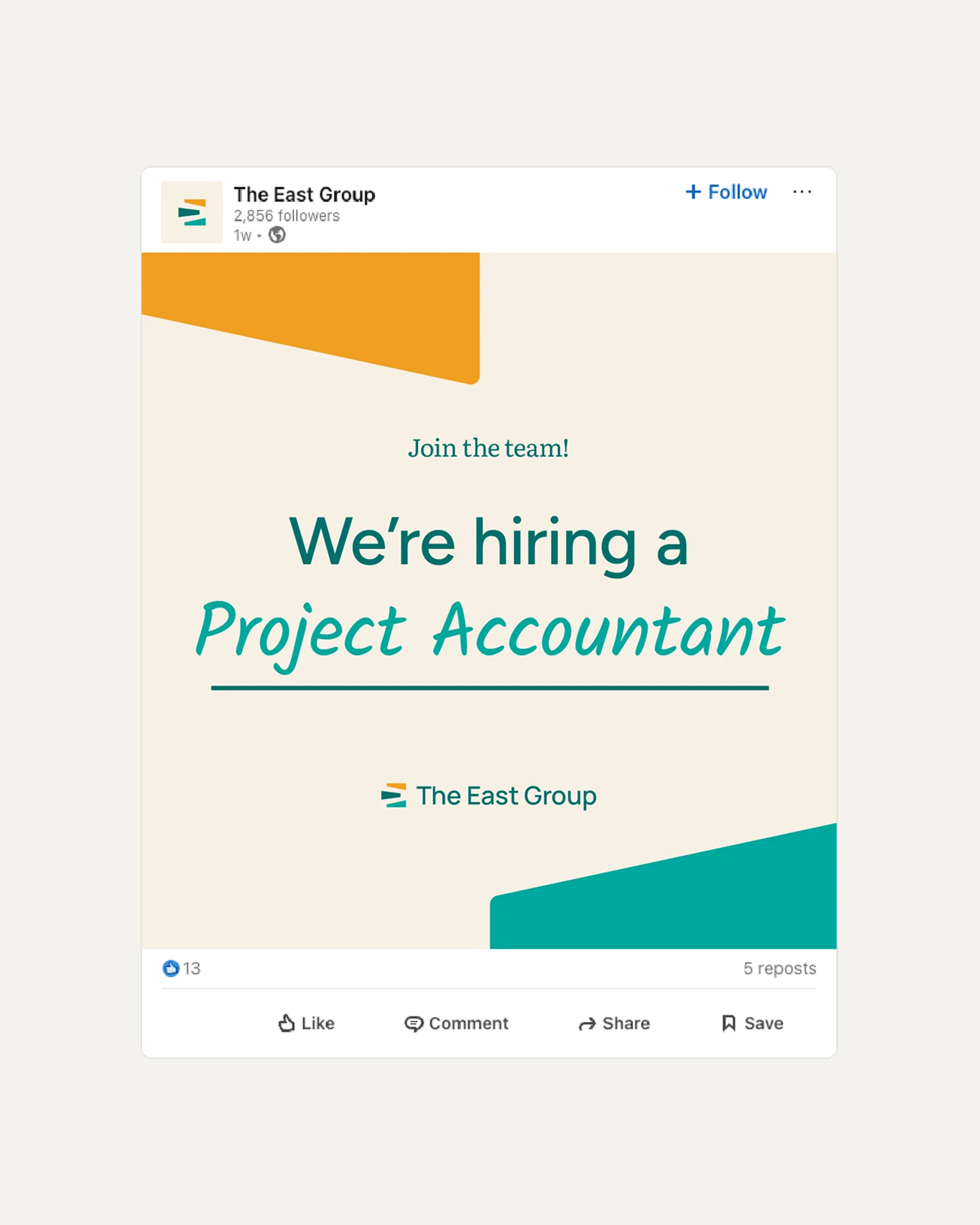 Social media template for The East Group