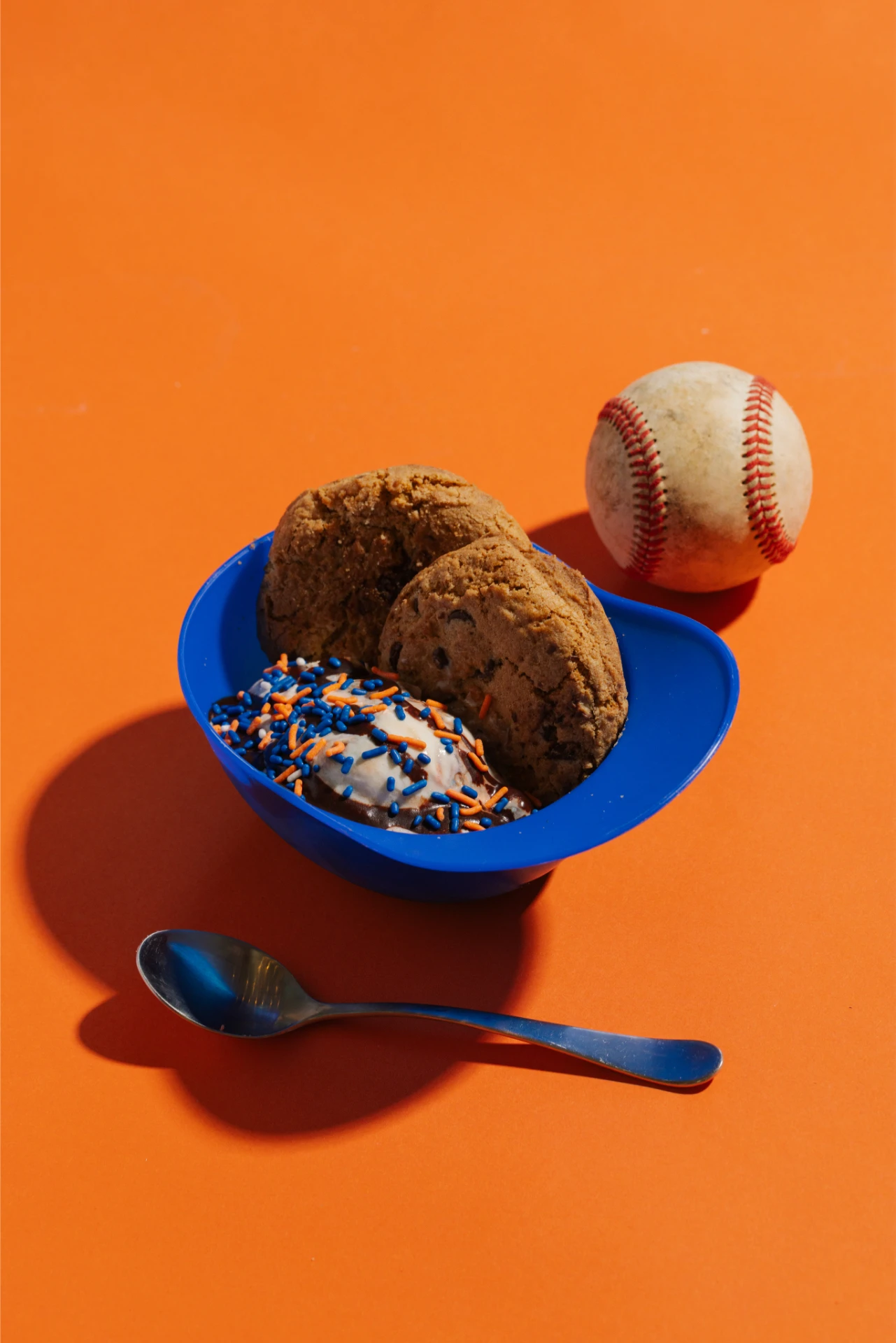 An ice cream sundae in a mini baseball helmet cup for the Durham Bulls