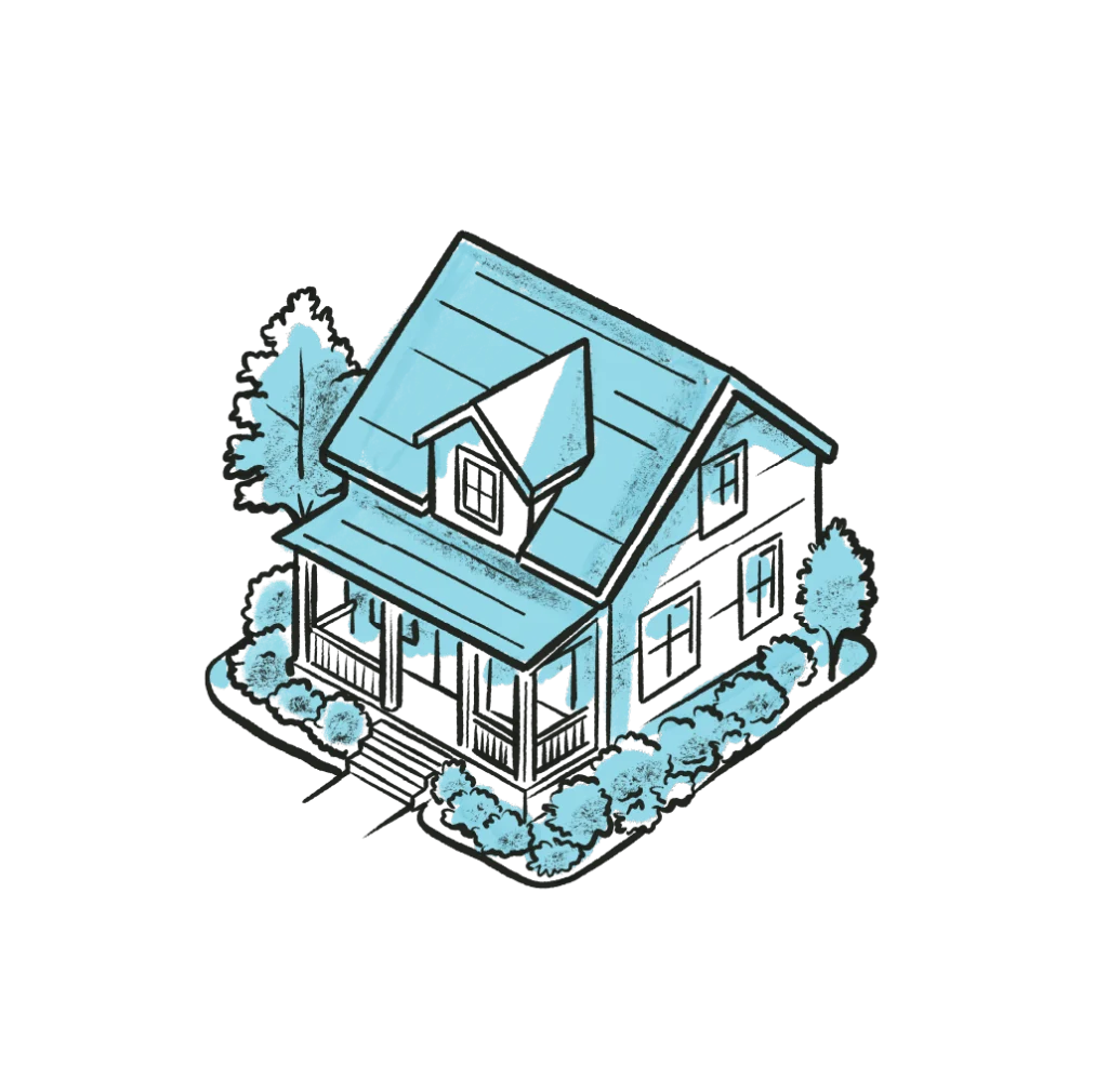 Illustration of a fully built house