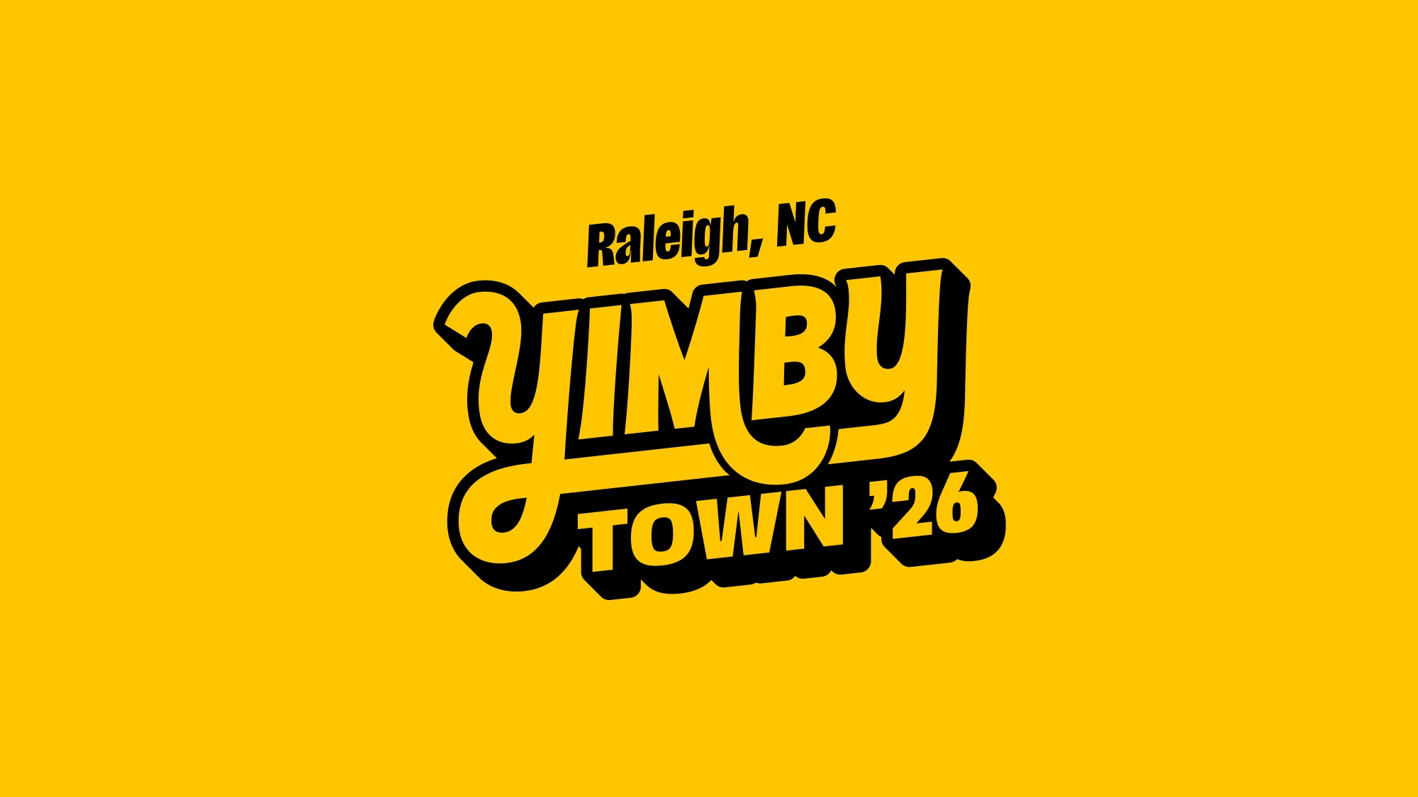 YimbyTown 2026's Raleigh NC conference logo on yellow