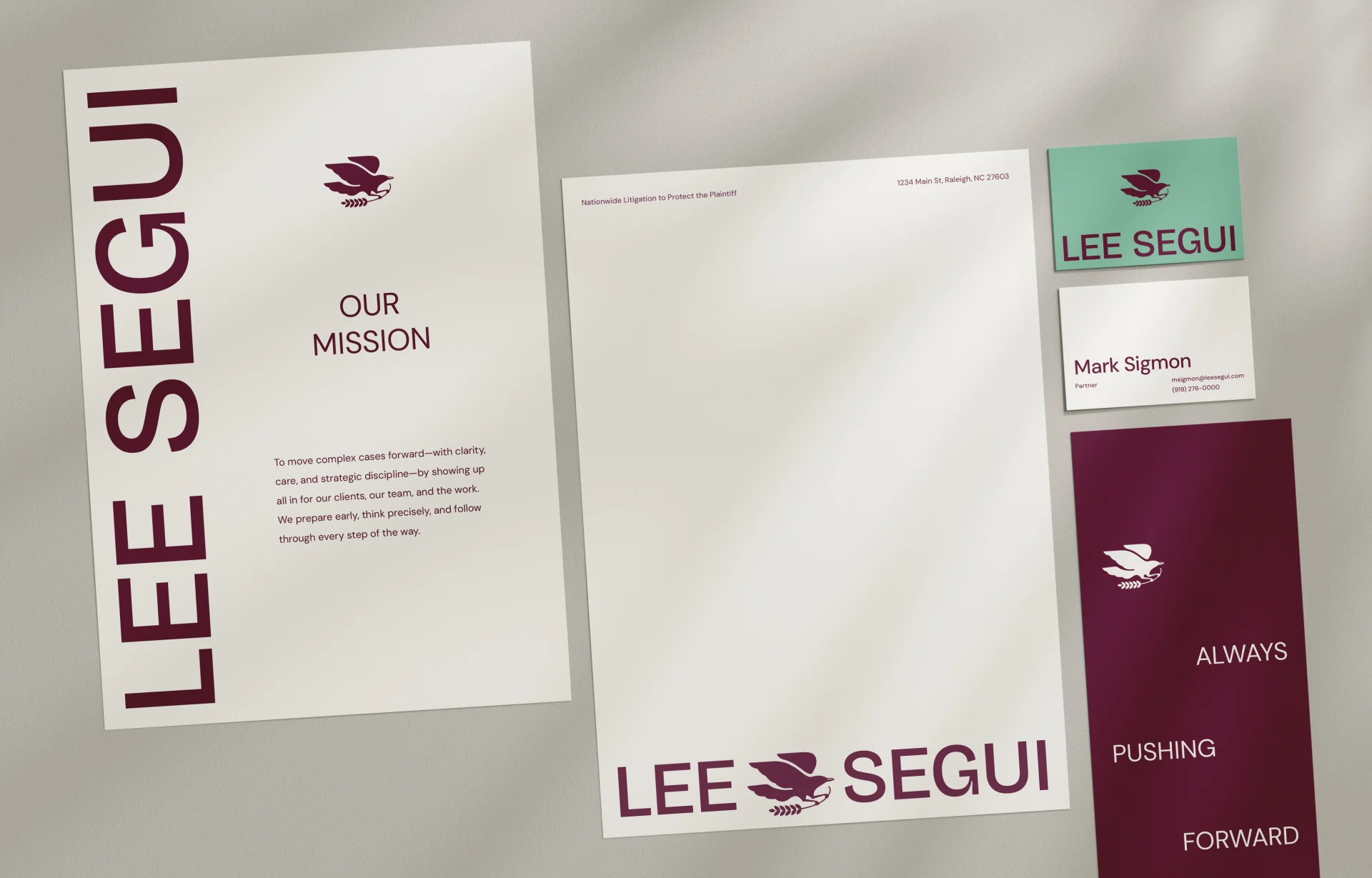 Modern stationery and letterhead designs for Lee Segui