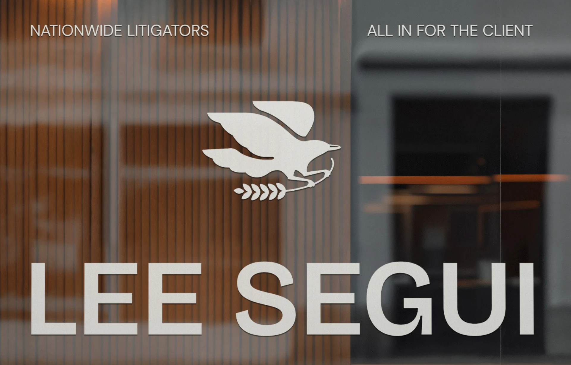 Window signage graphics with the Lee Segui logo