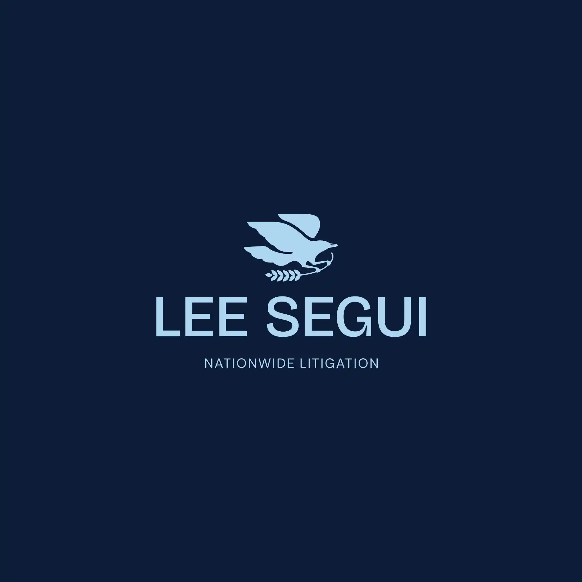 The Lee Segui logo in light blue over a navy background