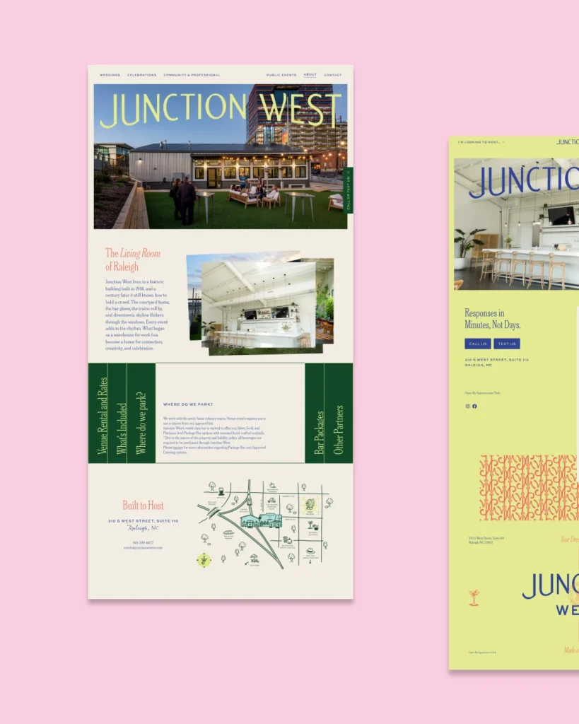 Mobile view of Junction West's website
