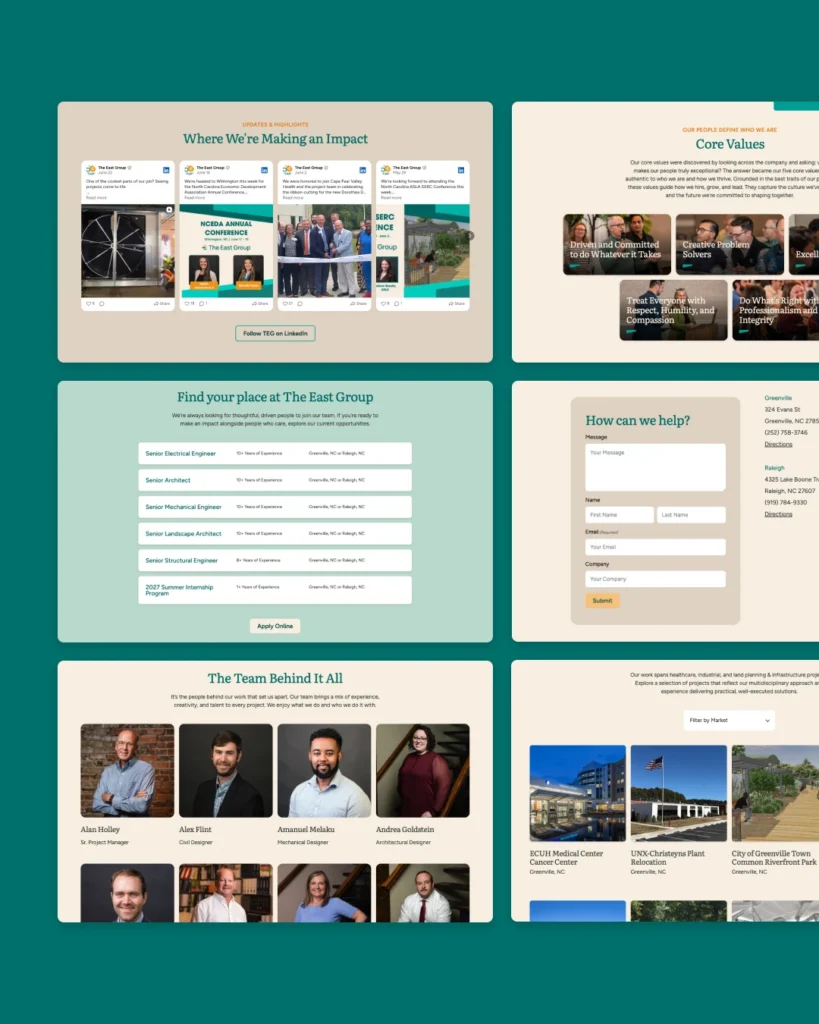 The East Group website design