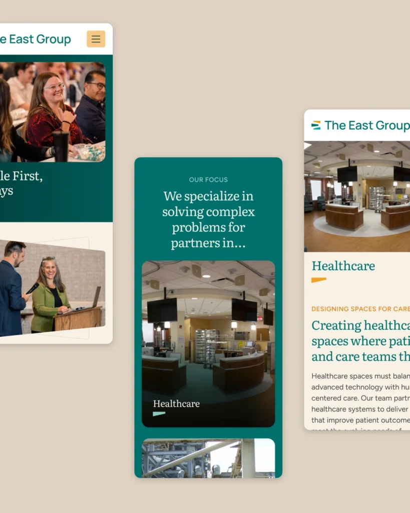The East Group mobile website design