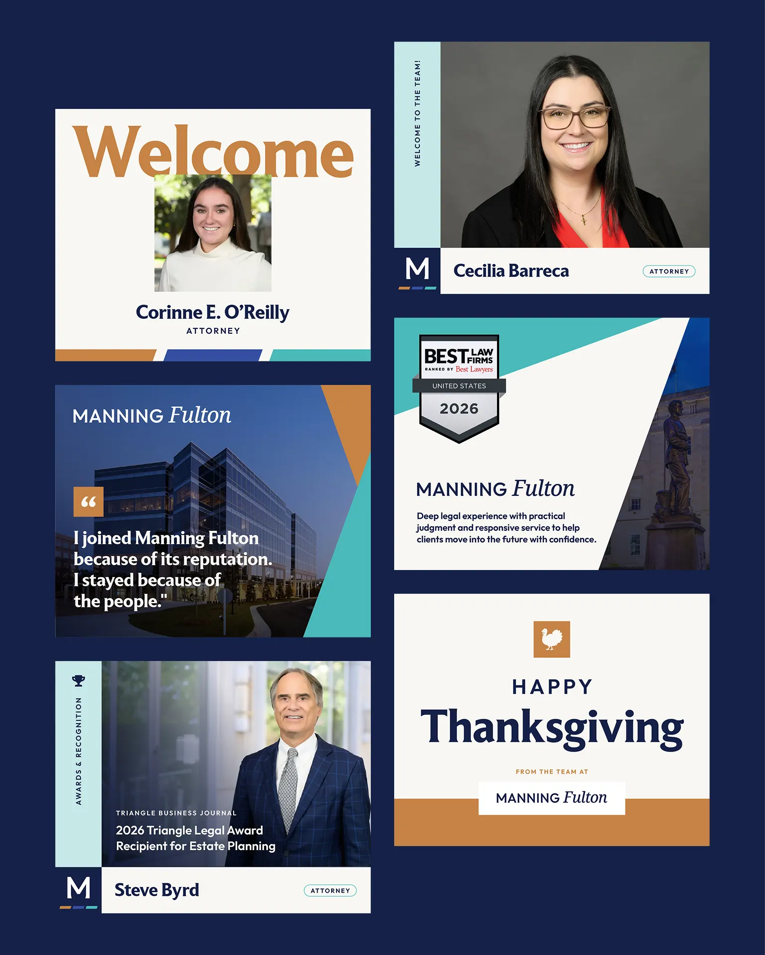 A collection of social post templates for Manning Fulton