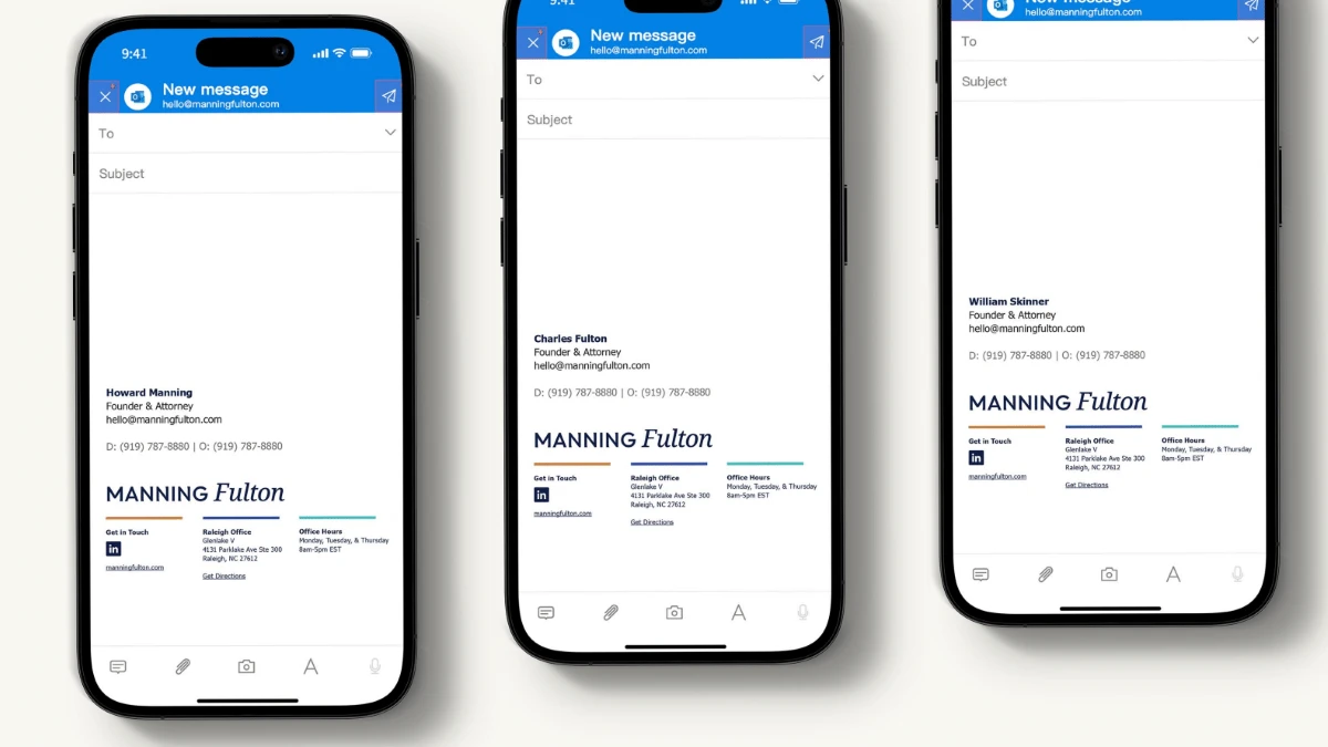 Email signature templates for Manning Fulton