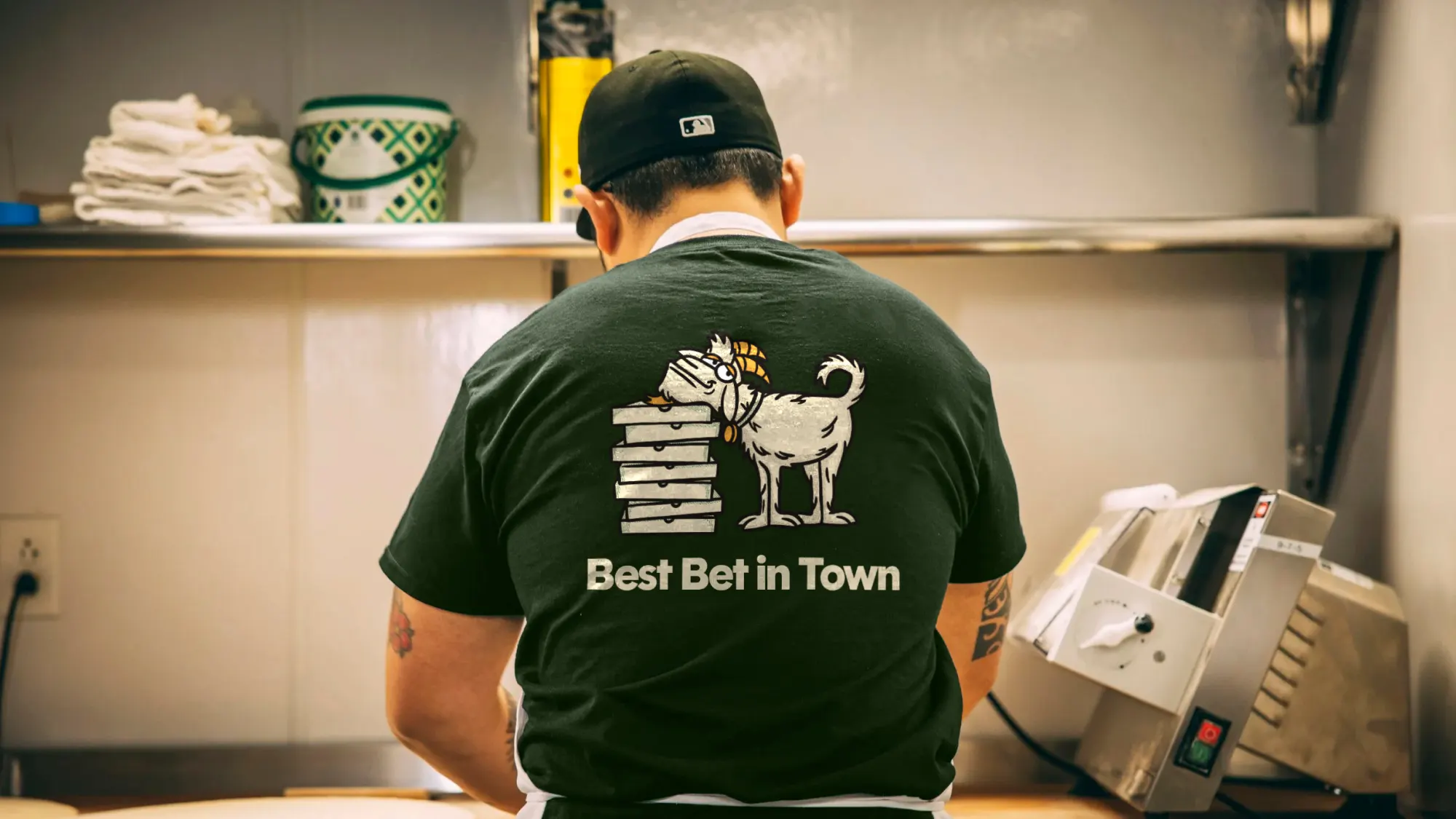 Back print of a shirt with Halftime the goat and the saying 'Best Bet in Town'